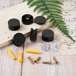 亜鉛合金ガラス固定クランプ付属品  プラスチックプラグ付き  ブラック  29.5x8mm  穴：4.3mm  6個/セット&nbsp;X1-SW-TAC0001-27