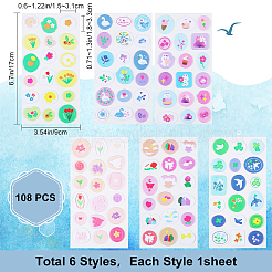 6 Sheets 6 Styles PVC Adhesive Wax Seal Stickers Set&nbsp;STIC-CP0001-15