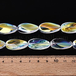 電気メッキ透明ガラスビーズ連売り  ティアドロップ  クリアAB  26x13x5.5~7mm  穴：1.5mm  約30個/連  30.12~30.51インチ（76.5~77.5cm）&nbsp;EGLA-N055-02B
