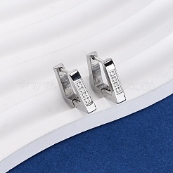 304ステンレススチール製キュービックジルコニア台形フープピアス  316ステンレス鋼  プラチナ  12.5x14.5x2.8mm&nbsp;EJEW-D331-06P