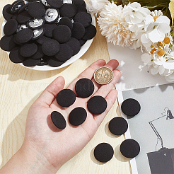 布製シャンクボタン100個  亜鉛合金パーツと  フラットラウンド  オーバーコートガーメントアクセサリー用  ブラック  25x10mm  穴：3x2mm&nbsp;BUTT-NB0001-72A-02