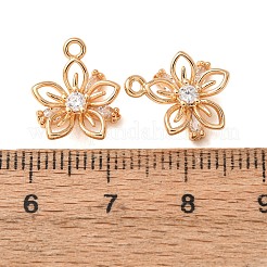 真鍮マイクロパヴェクリアキュービックジルコニアチャーム  花のチャーム  18KGP本金メッキ  13.5x11x4.5mm  穴：1mm&nbsp;CU-CBAEC99-22G