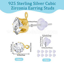 30Pcs Clear Cubic Zirconia Stud Earring Findings&nbsp;EJEW-BBC0002-07B