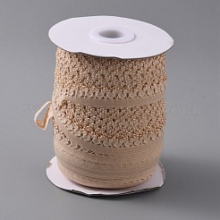 片端トリミング付きポリエステル弾性コード  フラット  桃パフ  13mm&nbsp;EC-WH0020-06H