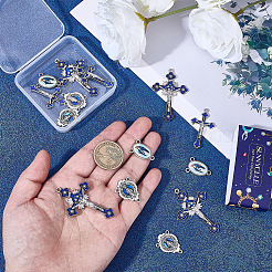20Pcs 4 Styles DIY Blue Rosary Alloy Enamel Pendant and Link Findings Kits&nbsp;FIND-SC0021-26