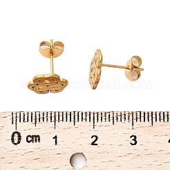 304ステンレススチールスタッドピアス  18KGP本金メッキ  花  9.5x10.5mm&nbsp;LS-EJEW-M098-01C-G