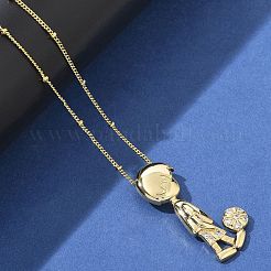 Brass Micro Pave Clear Cubic Zirconia Pendant Necklaces&nbsp;NJEW-M084-01G-01