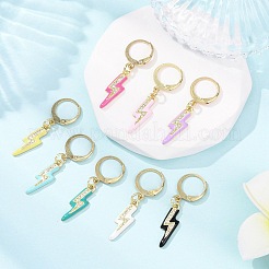 Lightning Bolt Brass Micro Pave Cubic Zirconia Knitting Stitch Marker Rings&nbsp;HJEW-JM04375