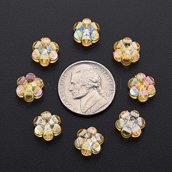 透明なアクリルビーズ  ABカラーメッキ  花  オレンジ  10x5mm  穴：1.8mm  約1650個/500g&nbsp;MACR-S373-06-C05