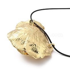 Zinc Alloy Rose Flower Pendant Necklace with Leather Cords&nbsp;NJEW-D044-01KCG