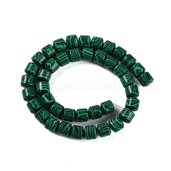 合成マラカイトビーズ連売り  コラム  10x10mm  穴：1.4mm  約40個/連  15.47インチ（39.3cm）&nbsp;G-L604-E04-01