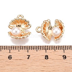 ラックメッキ合金ペンダント  アブソリュートプラスチック模造パール  シェル形状  ゴールドカラー  16x13x6mm  穴：1.6mm&nbsp;FIND-N005-17G
