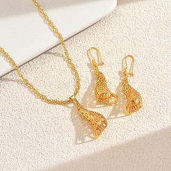 Fashion Brass Floral Hollow Pendant Necklaces & Earrings Sets for Women&nbsp;LX5505