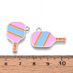 合金エナメルスポーツペンダント  ピックルボールパドルチャーム  プラチナ  26x17x1mm  穴：1.6~1.8mm&nbsp;ENAM-T022-63P