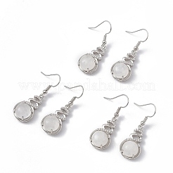 Natural Quartz Crystal Gourd Dangle Earrings with Crystal Rhinestone&nbsp;EJEW-A092-04P-22