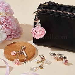4Pcs 4 Styles Satin & Resin Rose Pendant Decorations&nbsp;KEYC-AR0001-33