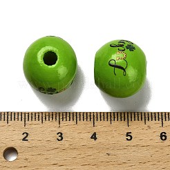 聖パトリックの日シリーズ プリントされたシマウッドヨーロピアンビーズ  言葉  15.5~16x15mm  穴：4mm&nbsp;WOOD-V002-01K