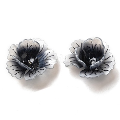 花のアクリルビーズキャップ  DIYのジュエリーには  ブラック  25~27x11~13mm  穴：1~1.4mm&nbsp;SACR-C002-08C
