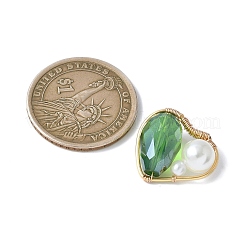 ガラスチャーム  ハート  ABSプラスチック模造真珠と銅線  多面カット  ミックスカラー  17.5x20x10mm  穴：3x2mm&nbsp;PALLOY-JF03475