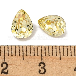 ガラスラインストーンカボション  尖ったバック＆バックメッキ  多面カット  ティアドロップ  黄水仙  8x6x4mm&nbsp;RGLA-L029-19C-213