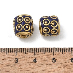 真鍮、樹脂、ポリマークレイのビーズ  丸い柱  ゴールドカラー  ダークブルー  11.5x10.5~11mm  穴：1.8mm&nbsp;PY-CBAE318-12C