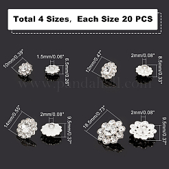 80スタイルの合金ラインストーンシャンクボタン4個  1穴  花  クリスタル  プラチナ  10~18.5x6.5~9.5mm  穴：1.5~2mm  20個/スタイル&nbsp;DIY-GA0003-58