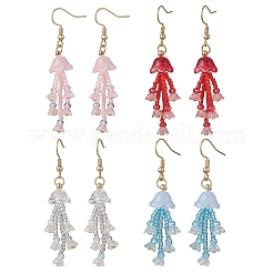 Glass Seed & Glass Beaded Dangle Earrings&nbsp;EJEW-MZ00687