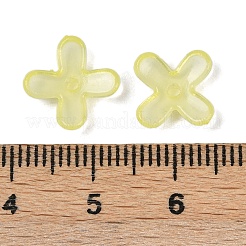 4枚花びらイミテーションゼリー アクリルビーズキャップ  花  きいろ  12x12x2.5mm  穴：1.4mm  約3845個/500g&nbsp;MACR-L008-02