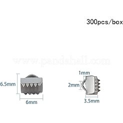 304ステンレススチールリボンカシメエンドパーツ  長方形  ステンレス鋼色  6x6.5mm  穴：1x2mm  300個/箱&nbsp;STAS-UN0001-97A