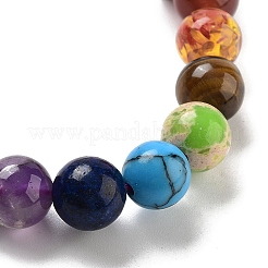 Chakra Round Natural Rose Quartz Beaded Stretch Bracelets&nbsp;BJEW-K251-05B