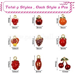 18Pcs Mixed Enamel Fruits Charms Pendant Imitation Fruit Charm Colorful Alloy Enamel Pendant for Jewelry Necklace Bracelet Earring Making Crafts&nbsp;JX186A