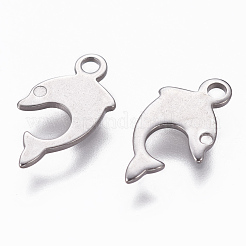 変色しにくい201ステンレススチールチャーム  イルカ  ステンレス鋼色  13x6x0.8mm  穴：1.4mm&nbsp;STAS-L234-072P
