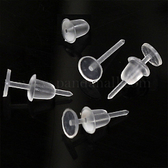 プラスチックとシリコン製のピアスキャッチとイヤリングスリーブ  ピアスキャッチ  透明  6x6.5mm  穴：0.8mm&nbsp;KY-WR0001-06