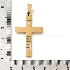 母の日 201 ステンレススチールペンダント  レーザー切断  クロスワードママチャーム  ゴールドカラー  42x25x1.5mm  穴：9x4.5mm&nbsp;STAS-R132-01G-02
