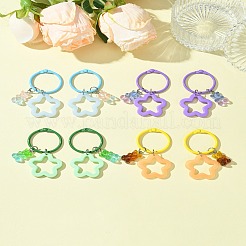 Bear & Star Resin & Acrylic Pendant Keychain&nbsp;HJEW-FZ00035