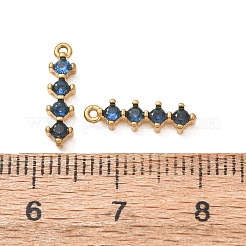 304ステンレススチールとガラスラインストーンのペンダント  フラットラウンドのチャーム  18KGP本金メッキ  14x4x2mm  穴：0.8mm&nbsp;RB-G606-03G