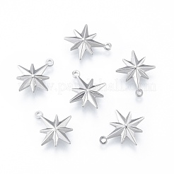 変色しない304ステンレススチールペンダント  スター  ステンレス鋼色  21x17x4mm  穴：1.6mm&nbsp;STAS-N097-256P