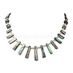 Natural Paua Shell Rectangle Trapezoid Graduated Beaded Necklaces&nbsp;NJEW-JN06353