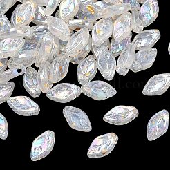 UVメッキ透明アクリルビーズ  虹色の  葉  グリッターパウダー付き  ミックスカラー  10.5x6x3mm  穴：1.5mm&nbsp;AC-CBA81FF-08
