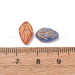 手作りランプワークペンダント  葉のチャーム  ゴールドライン入り  ミックスカラー  11.5x6.5x4mm  穴：0.8mm&nbsp;LA-CBAD2DB-15B