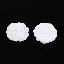 花不透明樹脂カボション  ホワイト  26.5~28x28x8.5mm&nbsp;CRES-T025-28C-02