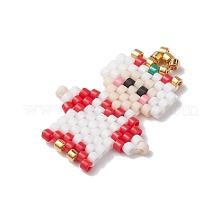クリスマス シードビーズ ビーズチャーム  ミセス クラウス ペンダント  ホワイト  25x18x1.7mm  穴：1mm&nbsp;PALLOY-MZ00257-01
