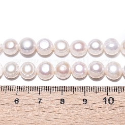 天然養殖淡水パールビーズ連売り  研磨両側  乳白色  7~8x7~8.5x4~7mm  穴：0.7mm  約24~27個/連  6.89~7.28''（17.5~18.5センチメートル）&nbsp;PEAR-N014-07J-02