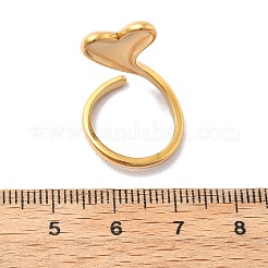 304ステンレススチールカフリング  ハート  ゴールドカラー  19mm  内径：13.8mm&nbsp;RJEW-D317-01A-G