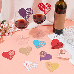 70色の紙製テーブル席札7枚  くりぬく  結婚式のための  飲食店  誕生日パーティーの装飾  ハート  ミックスカラー  76x81x0.1mm  10個/カラー&nbsp;DIY-FG0005-55