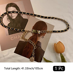 1Pc Black PU Leather & Alloy Twisted Waist Body Chains for Woman&nbsp;DIY-CL0001-10