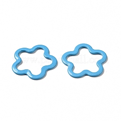 スプレー塗装された201ステンレス鋼の連結リング  花  ディープスカイブルー  14.5x14x1mm  内径：10x12mm&nbsp;STAS-G304-07D