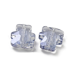 100個の電気メッキガラスビーズ  パール光沢メッキ  クマ  スレートグレイ  9.5x8.5x3.5mm  穴：1mm&nbsp;EGLA-P058-PL01