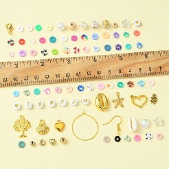 DIYイヤリング/ブレスレットキット  ポリマー粘土ビーズを含む  アクリルビーズ  ウッドビーズ  合金ペンダント  CCBプラスチックビーズ  真鍮ボールチープとピアスフック  弾性水晶の線  ミックスカラー  6x0.5~1mm  穴：1.8mm  48色  7 G /カラー  336グラム&nbsp;DIY-FS0007-90