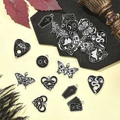 20個10スタイルアロイエナメルペンダント  プラチナ  ミックスカラー  19~26x13~30x1mm  穴：1.4~2mm  2個/スタイル&nbsp;ENAM-YW0008-58